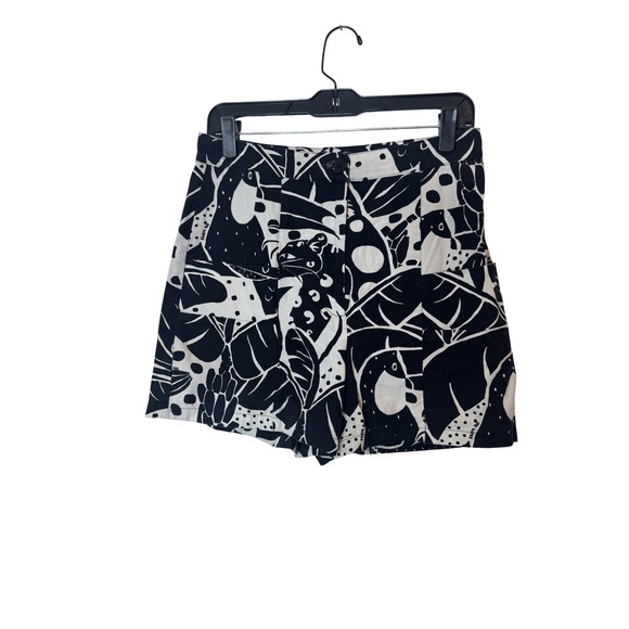 FARM Rio Pants - Farm Rio Shorts Womens Medium Black Animal Print Pleated Chino Casual Summer
